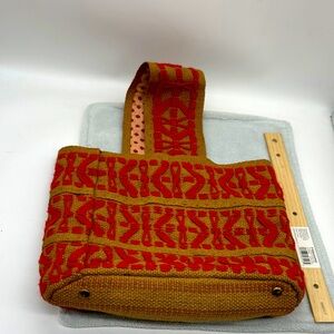 Vintage 70’s Unique Cotton Jute Woven Fiber Embroidered Purse